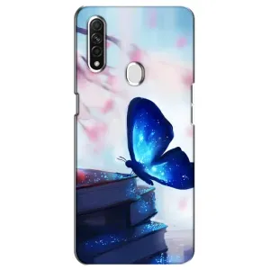 Силиконовый бампер с картинкой животных для Oppo A31 (Бабочка синяя)