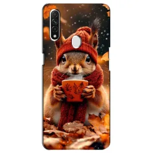 Печатный чехол «Зверята с кофе» для Oppo A31 (Белка с кофе)