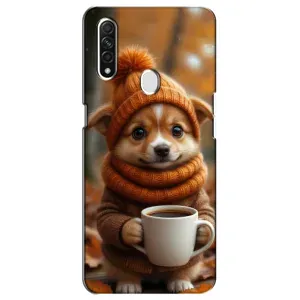 Печатный чехол «Зверята с кофе» для Oppo A31 (Собачка с кофе)