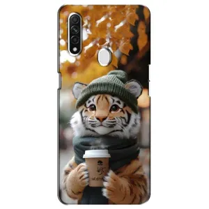 Печатный чехол «Зверята с кофе» для Oppo A31 (Тигр с кофе)