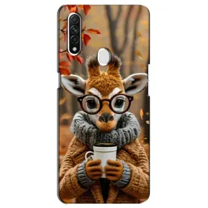 Печатный чехол «Зверята с кофе» для Oppo A31 (Жираф с кофе)