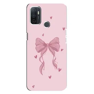 Чехол банты для Oppo A32 (Бант на розовом)