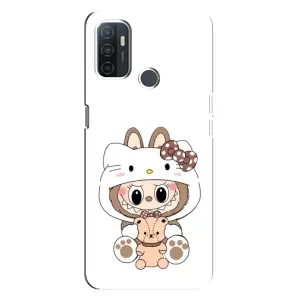 Чохол з принтом Лабубу для Oppo A32 (Білий Лабубу)