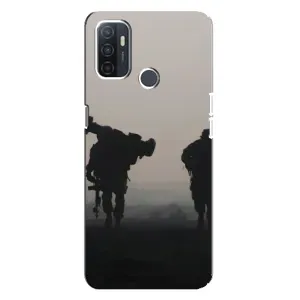 Чехлы на военную тематику для Oppo A32 (Бой солдат)
