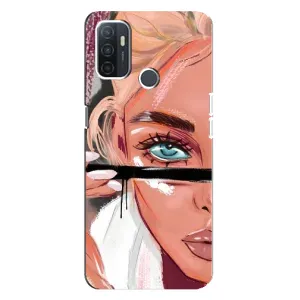 Силиконовый Чехол на Oppo A32 с картинкой Стильных Девушек (Девушка и ресницы)