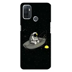 Силиконовый Чехол с принтом "Космонавты" на Oppo A32 (Космонавт на рыбалке)
