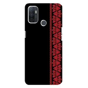 Силиконовый Чехол на Oppo A32 (Красная Вышиванка)