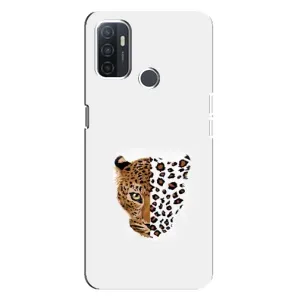 Чехол с леопардовым принтом на Oppo A32 (Леопард на белом)