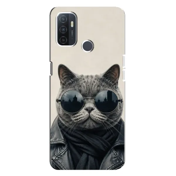 Чехол с рисунком «Модный кот» для OPPO A32 Чехол с рисунком «Модный кот» для OPPO A32