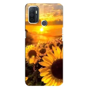 Чехол с Цветами для Oppo A32 (поле подсолнухов)