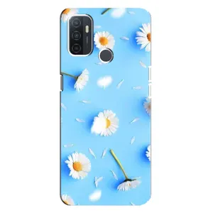 Чехол с Цветами для Oppo A32 (ромашки на голубом)