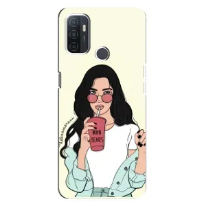 Силиконовый Чехол на Oppo A32 с картинкой Стильных Девушек (С напитком)