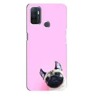 Бампер для Oppo A32 з картинкою "Песики" (Собака на рожевому)