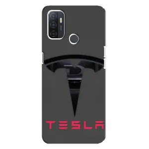 Силиконовый бампер с картинкой машины на Oppo A32 (Logo TESLA)