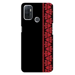 Силиконовый Чехол на Oppo A32 с картинкой Вышиванки (Вышиванка на черном)