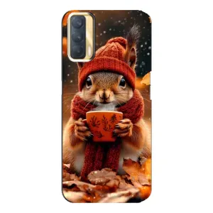 Печатный чехол «Зверята с кофе» для Oppo A33 (Белка с кофе)
