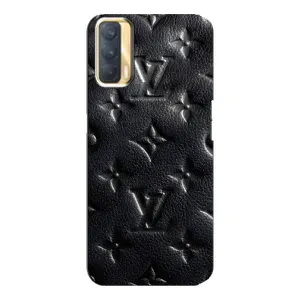 Текстурный Чехол Louis Vuitton для Оппо А33 (Черный ЛВ)