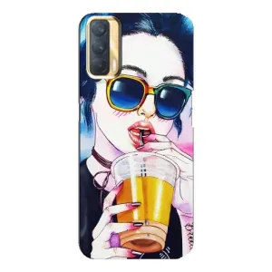 Чехол с картинкой Модные Девчонки Oppo A33 (Девушка с коктейлем)