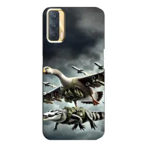 Чехол с мемами тралалело тралала для Oppo A33 (Гусини и крокодило)