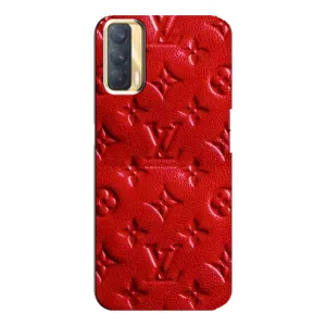 Текстурный Чехол Louis Vuitton для Оппо А33 (Красный ЛВ)
