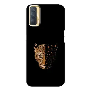Чехол с леопардовым принтом на Oppo A33 (Леопард на черном)