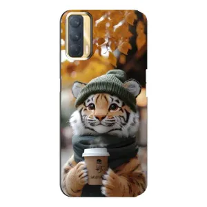 Печатный чехол «Зверята с кофе» для Oppo A33 (Тигр с кофе)