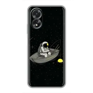 Силиконовый Чехол с принтом "Космонавты" на Oppo A38 (Космонавт на рыбалке)