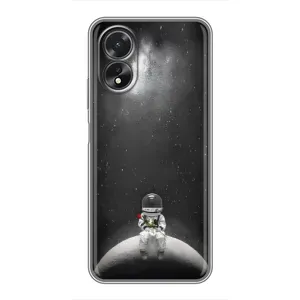 Силиконовый Чехол с принтом "Космонавты" на Oppo A38 (Космонавт романтик)