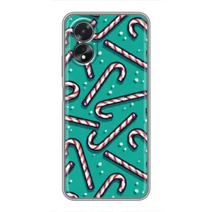 Силиконовый бампер на рождество для Oppo A38 (Леденцы)
