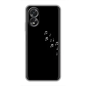 Чехол с картинками на черном фоне для Oppo A38 (Ноты)