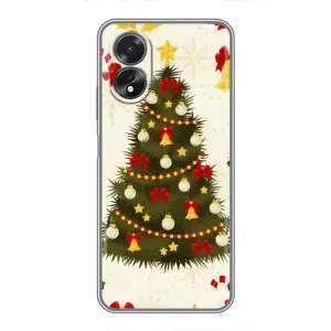 Чехол Новогодняя Елка на Oppo A38 (Новогодний принт)