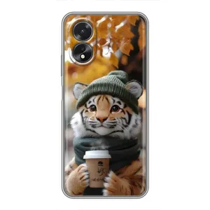 Друкований чохол 'Звірята з кавою' для Oppo A38 (Тигр з кавою)