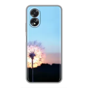 Силиконовый Чехол с одуванчиками на Oppo A38 (Закат с одуванчиком)