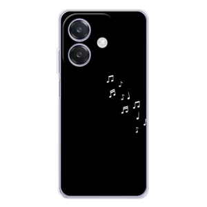 Чехол с картинками на черном фоне для OPPO A3x (Ноты)