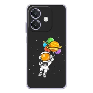 Силиконовый Чехол с принтом "Космонавты" на OPPO A40m (Космонавт с шариками)