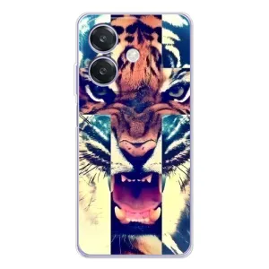 Чехлы с изображением разных животных для OPPO A40m (Яркий Тигр)