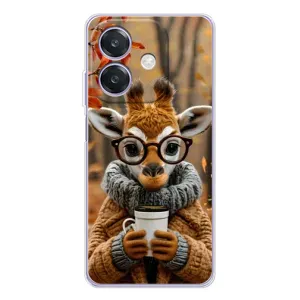 Печатный чехол «Зверята с кофе» для OPPO A40m (Жираф с кофе)