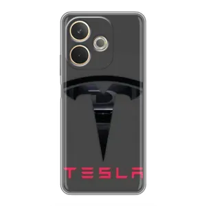 Силиконовый бампер с картинкой машины на OPPO A5 Pro (Logo TESLA)