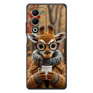 Печатный чехол «Зверята с кофе» для OPPO A5 (Жираф с кофе)