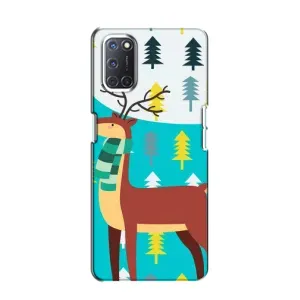 Силиконовый бампер с картинкой животных для Oppo A52 (Олень с шарфом)