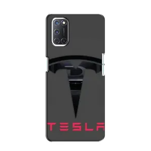 Силиконовый бампер с картинкой машины на Oppo A52 (Logo TESLA)