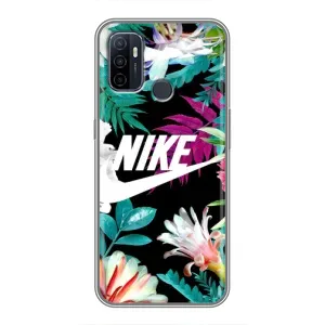 Силіконовый Чохол на Oppo A53 з картинкою НАЙК (Квітковий Nike)