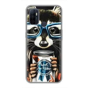 Силиконовый Чехол с Енотами на Oppo A53 (Енот в очках)