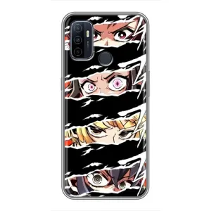 Силіконові чохлі з очіма Anime для Оппо А53 (Очі на чорному)
