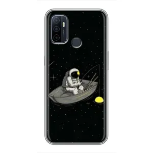 Силиконовый Чехол с принтом "Космонавты" на Oppo A53 (Космонавт на рыбалке)