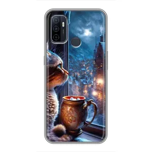 Чехлы на Новый Год Oppo A53 (Кот новогодний)