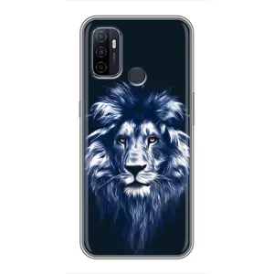 Чехол с картинкой на Oppo A53 (Лев - синий)