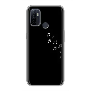 Чехол с картинками на черном фоне для Oppo A53 (Ноты)