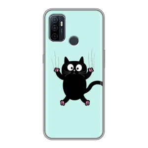 Силиконовый чехол с котиком для Oppo A53 (Падающий кот)