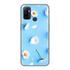 Чохол з Квітами для Oppo A53 (ромашки на блакитному)
